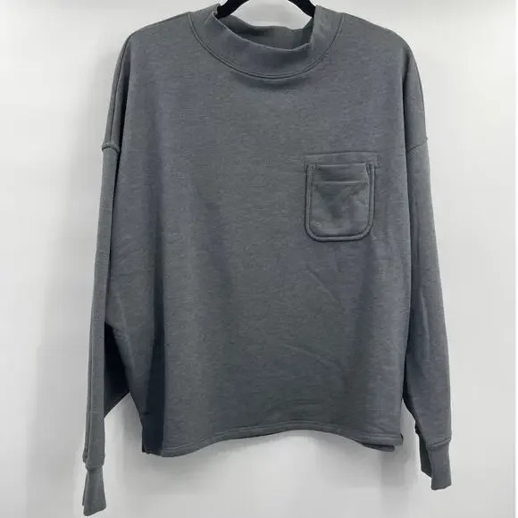 Old Navy Womens Long Sleeve Gray Relaxed Fit Sweatshirt Sweater Pocket XL NEW - Picture 8 of 10